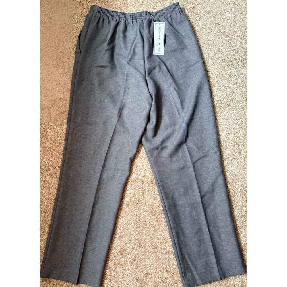 Alfred Dunner Women Gray Elastic Waist Straight Leg Casual Pants Size 8‎